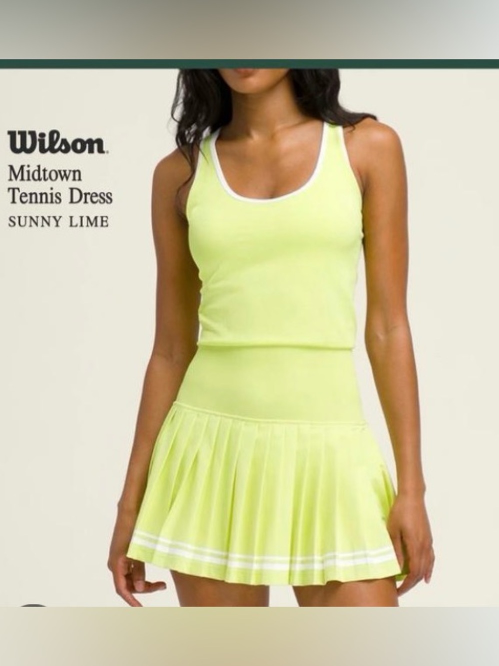 Wilson Midtown Tennis Dress Sunny Lime Pleated Tennis Dress Size S